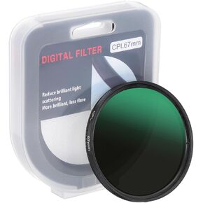 PATIKIL 67mm Circular Polarizer Filter, Camera Lens Filter Slim Optical Glass with Len Cap for Video Vlog Portrait Photography, Black