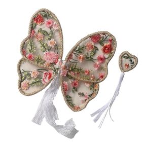 1 Set Lace Wing with Matching Magical Stick for Children Photo Props for Photography and Dress Up Event
