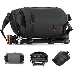 TARION 6L Camera Sling Bag - Waterproof Lightweight Camera Shoulder Bag Crossbody Messenger Bag with Removable Dividers & Pocket & Tripod Holder & Adjustable Padded Strap for Photographer (XProber)