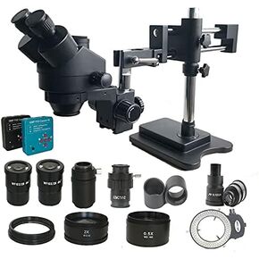3.5X-180X Double Boom Simul Focal trinocular Stereo Microscope Industrial Soldering 38MP HDMI USB microscopio Video Camera Tools (Color : Black Magnification : 3.5X 180X) (White 3.5X 90X)