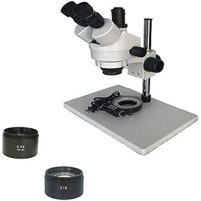 Russia 7-45X 3.5X-90X Trinocular Stereo Zoom Big Table Stand Microscope with 0.5X 2.0X Auxiliary Objective Lens (Color : 3.5X 45X CTV0.5 BK) (3.5X 90x 0.5X Bk)