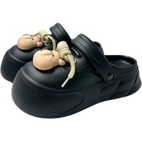 Bear Design Clogs, Women's Sizes 5-9, Black, 2 Inch Platform
