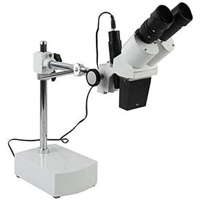Microscope Widefield Binocular Stereo Microscope 5X/10X/15X/20X with Boom Arm Stand Spot Light for PCB Soldering Phone Repair (Magnification : 20X) (15X)