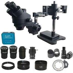 3.5X-90X Double Boom Zoom Simul Focal trinocular Stereo Microscope 38MP HDMI USB SMD microscopio Camera Phone PCB Repair Tools (Color : 3.5X 90X BK 38MP) (3.5X 180x Bk 38mp)