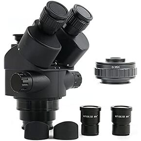 Microscope Simul Focal 3.5-90x Zoom Zoom Trinocular Microscope Microscope WF10X-20 Eyepiece Rubber Guards (Color: 3.5 45x (165mm)) (7 45x 0.35x Adapter)