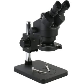 Microscope Camera 7-45X Trinocular Stereo Microscope Small Bracket 0.5X/1X/2X Auxiliary Objective 56LED Ring Light for PCB Board CPU Repair Soldering (Color : Black Size : 7-45X)