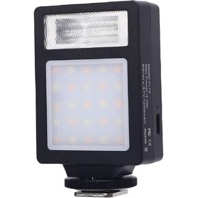 Camera Flash Video Light, 2500K-6500K LED Fill Light with 12 White & 13 Yellow LED Beads for Digital Cameras, 1200mAh Battery Hot Shoe Interface