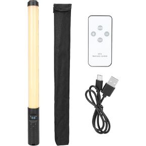 LED التصوير الفوتوغرافي مع عصا مع بعد ، 38 رقائق LED ، 3000K-6000K درجة حرارة اللون ، بطارية 4000 مللي أمبير في الساعة ، إضاءة 180 درجة ، مصباح محمولة للبث المباشر والبث المباشر