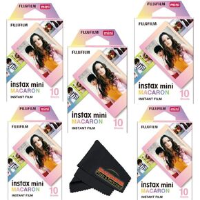 Fujifilm Instax Mini Film Variety Pack – 5 Unique Styles for Instax Cameras + Bonus Sunshine Photo Microfiber Cleaning Cloth... (Blue Marble - (5 Pack X 10 Sheets) s)