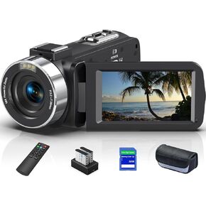 Video Camera 8K 64MP Camcorder 18X Digital Zoom YouTube Vlogging Camera Webcam IR Night Vision WiFi 3.0"Touch Screen Camcorders with 32G SD Card, Remote Control and 2 Batteries