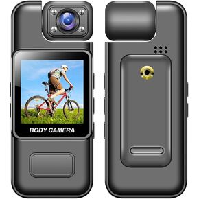 4K Body Camera with Audio and Video Recording Wearable Body Mini Video Camera 180° Rotatable Lens Night Vision Motion Detection with Back Clip for Law Enforcement Delivery Personal Traveling