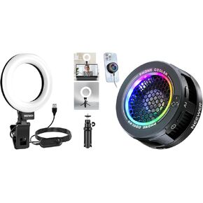 NEEWER Basic 5" Ring Light for Video Conference Lighting, Clip on Light Kit with Desk Tripod for Monitor Laptop Computer Zoom Call Live Streaming, Magnetic Phone Cooler Included