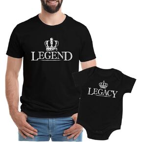 Legend Legacy Set For Newborn boy, Gift For Proud Dad, Black 2XL & Black 0-3