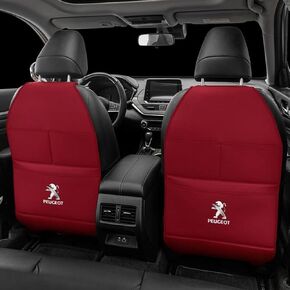Custom 2PCS Car Kick Mats Back Seat Protector for Peugeot 207 Sedan Touring 2006-2014, Automotive Leather Back Seat Protector with Storage Bag, Interior Car Accessories,A-Black
