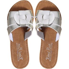 Verdusa Women's PU Leather Cross Summer Dressy Sandals Open Toe Slip on Slippers