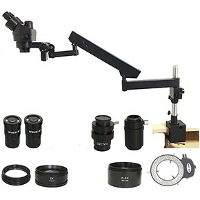 Ship from Spain 3.5X-90X Simul Focal Trinocular Articulating Arm Clamp Stereo Microscope 38MP HDMI Cellphone microscopio Camera (Color : Black) (3.5X 90x)