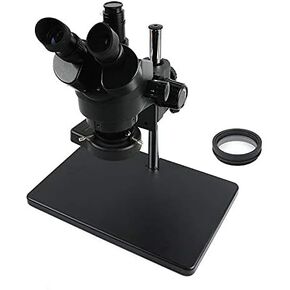3.5X-90X Continuous Zoom Trinocular Stereo Microscope +Big Size Metal Stand 0.5X/2X Auxiliary Objective Lens+56 LED Ring Lamp (Color : White) (7 45x (1x))