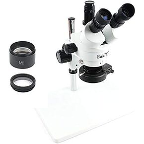 3.5X-90X Continuous Zoom Trinocular Stereo Microscope +Big Size Metal Stand 0.5X/2X Auxiliary Objective Lens+56 LED Ring Lamp (Color : 3.5 45X (0.5X 1X)) (White)