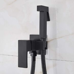Faucet Brass Shower Tap Washer Mixer Cold Hot Water Mixer Crane Square Shower Sprayer Head Tap Toilet Faucets-Matt Black(Matt Black)