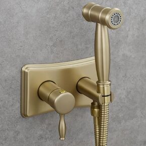 Brushed Hot Cold Mixer Bathroom ToiletFaucet Women Flusher Sprayer Kit Wall Mounted(E)