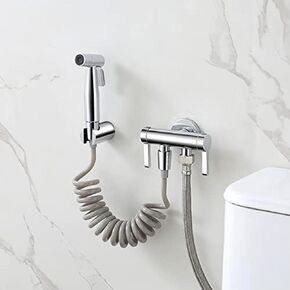 Water-Tap, HandheldSprayer Kit Double-Handle Multi-FunctionTap Sprayer Wall Mounted Cold Water Tap ToiletDouche Spray for Bathroom