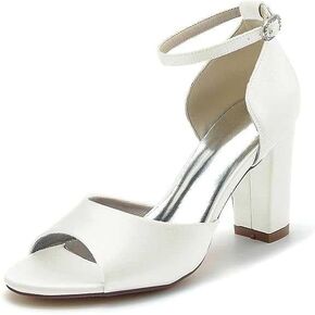Women's Satin Fashion Chunky High Heeled Sandals