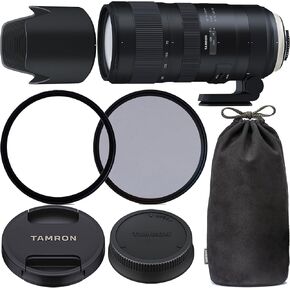 Tamron SP 70-200mm f/2.8 Di VC USD G2 Lens for Canon EF with 77mm Ultraviolet (UV) Filter, 77mm Polarizing (C-PL) Filter, Tamron Lens Hood, Tamron Case, Tripod Collar & More - International Version