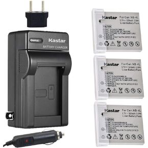Battery (3-Pack) and Charger Kit for Canon NB-4L, CB-2LV and PowerShot SD400 SD430 SD450 SD600 SD630 SD750 SD780 is SD940 is SD960 is SD1000 SD1100 is SD1400 is TX1, ELPH 300 HS 310 HS 330 HS