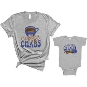 Coffee and Chaos Mommy and Me Matching Shirt with Baby