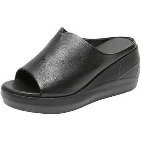 Orthopedic Sandals Summer Comfortable Orthotic Leather Wedges Slides Dressy Platform Heel Arch Support Slip Sandals