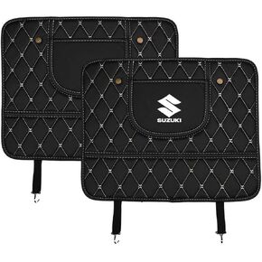 Custom 2PCS Car Kick Mats Back Seat Protector for Suzuki Across 2020-2024, Automotive Leather Back Seat Protector with Storage Bag, Interior Car Accessories,A-Black