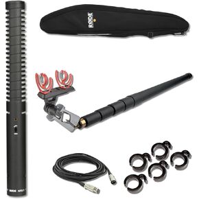 Rode NTG1 Directional Cardioid Condenser Shotgun Microphone with PG2-R Microphone Shock Mount, Boompole and Bag