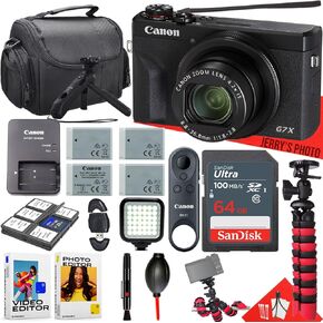 Canon PowerShot G7 X Mark III Digital Camera + Canon HG-100TBR Tripod Grip + Canon BR-E1 Wireless Remote Control + 64GB Memory + 3pc Extra Batteries + More (20pc Bundle) (Renewed)