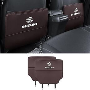 Custom 2PCS Car Kick Mats Back Seat Protector for Suzuki Alto 2009-2023, Automotive Leather Back Seat Protector with Storage Bag, Interior Car Accessories,D-Red