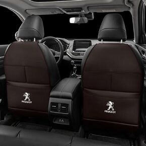 Custom 2PCS Car Kick Mats Back Seat Protector for Peugeot 307 Touring 2001-2009, Automotive Leather Back Seat Protector with Storage Bag, Interior Car Accessories,C-Red