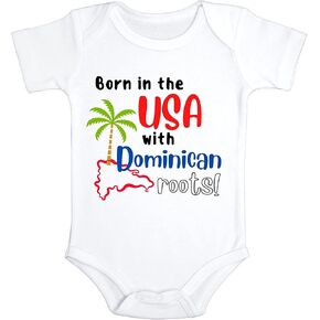 Born in the USA with Dominican Roots Baby Bodysuit | Newborn Baby Gift | Dominican Baby Jumpsuit