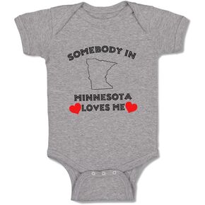 Somebody in Minnesota Loves Me Baby Bodysuit One Piece Oxford Gray 6 Months