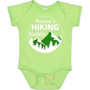 inktastic Mommy's Hiking Buddy with Mountains and Trees Baby Bodysuit