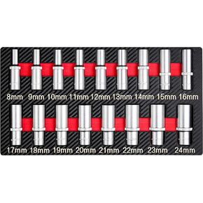 مجموعة من 17 قطعة 1/2 "مجموعة مقبس عميق ومجموعة الأدوات-متري (8mm-24mm) من الصلب CR-V مع صينية EVA للسيارات | دراجة نارية | الأثاث | الصفحة الرئيسية DIY