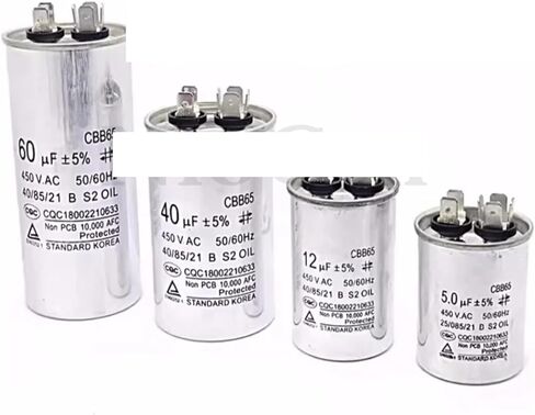 CBB65 AC Electronic Starter Capacitor Air Conditioner Compressor Start Capacitor 450VAC 20uF 25uF 30uF 35uF 40uF 45uF 50uF 60uF 70uF 5%(25UF) in Kuwait