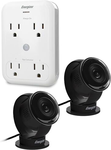 Smart Wi-Fi Indoor Camera 2-Pack with Smart Wall Tap Outlets, 1080P, Cloud/Micro-SD Card Recording, 2-Way Audio, Night Vision, Remote Access, Motion Alerts, Activity Zones, 2.4GHz Wi-Fi in Saudi Arabia