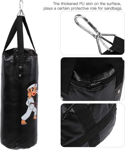 Children Boxing Sandbag Hanging Type Kid Muay Thai Training Hollow Equipment for Children and Teenagers PU Leather Red Black 53cm 410g in Saudi Arabia