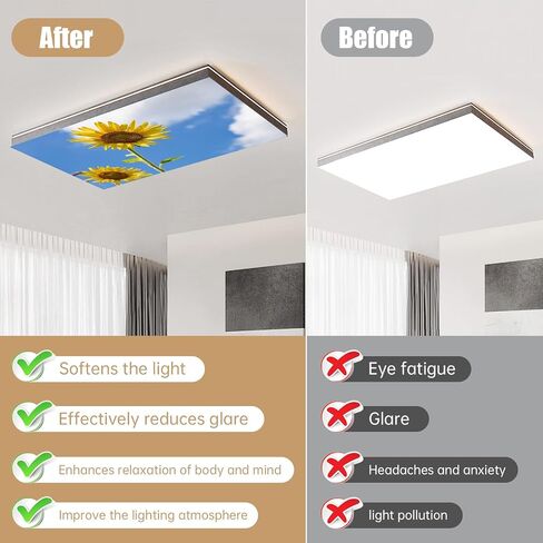 4 Pack Fluorescent Light Covers Magnetic Light Cover Fluorescent Light Eliminate Harsh Glare That Causing Eyestrain and Head Strain Light Filters for Office Classroom Home,4 x 2 Ft (Sunflower) in Saudi Arabia