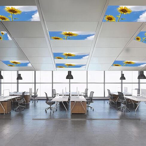 4 Pack Fluorescent Light Covers Magnetic Light Cover Fluorescent Light Eliminate Harsh Glare That Causing Eyestrain and Head Strain Light Filters for Office Classroom Home,4 x 2 Ft (Sunflower) in Saudi Arabia