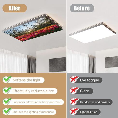 4 Pack Fluorescent Light Covers Magnetic Light Cover Fluorescent Light Eliminate Harsh Glare That Causing Eyestrain and Head Strain Light Filters for Office Classroom Home,4 x 2 Ft (Sunflower) in Saudi Arabia