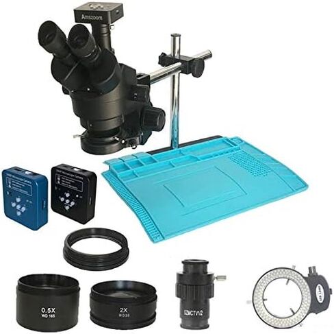 34MP Digital Video HDMI USB Microscope Camera 3.5X-90X simul-Focal Trinocular Stereo Microscope Soldering PCB Phone Repair Kit (Color : 3.5X 90X BK) (3.5X 90x Ctv0.5 Bk) in Saudi Arabia