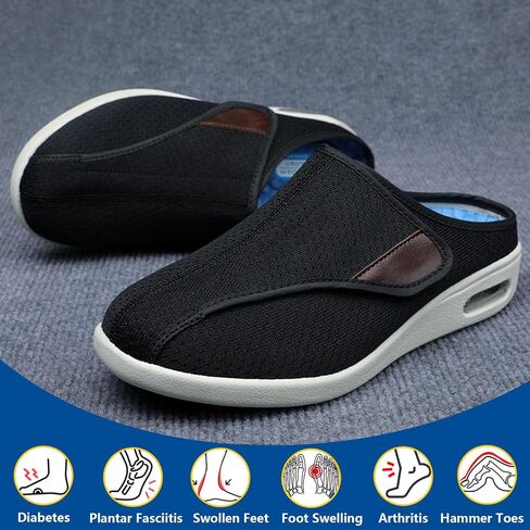 Extra Wide Walking Edema Sneakers,Wide Widths Walking Edema Slippers Adjustable Strap - Ideal for Diabetes, Edema, Plantar Fasciitis, and Swollen Feet in Saudi Arabia