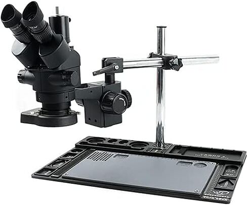 المجهر 3.5x-90x مستمر التكبير سيمت محرك مجهر استريو ثلاثي العينية 144 LED Ring Ring Light Platform for PCB Soldering (اللون: B التكبير: 3.5 90x (0.5x 1x 2x)) (A 7 45x (1x)) in Kuwait