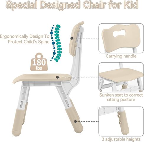 Kids Table and 2 Chairs Set, Height-Adjustable Toddler Table and Chair Set with Graffiti Desktop, 31.5''L x 23.6''W Children Activity Table for Daycare, Classroom, Home in Kuwait