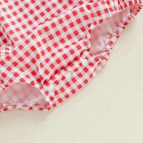 Newborn Baby Girl 4th of July Outfit American Flag Smocked Bubble Romper Fly Sleeve Shirt Top Summer Toddler Clothes in Saudi Arabia